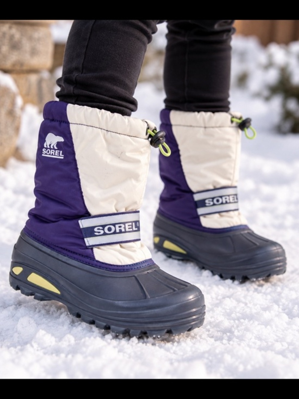Sorel Kids Cub Purple White Insulated Winter Snow Boots Size 4